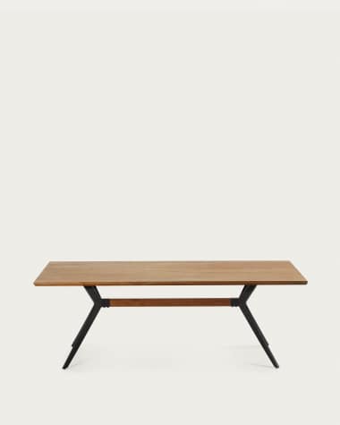 Tavolo Amethyst impiallacciato rovere invecchiato e gambe acciaio finitura nera 160 x 90cm