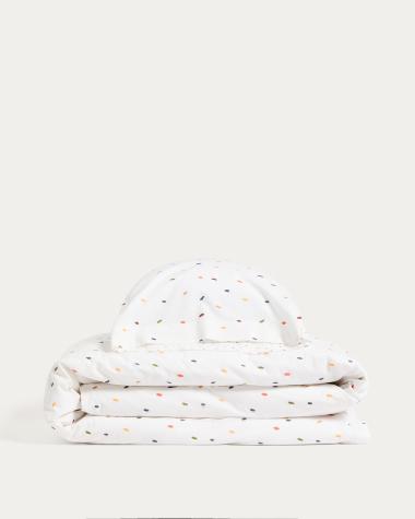 Epifania duvet cover and pillowcase set in cotton percale with multicolour print for 70cm bed