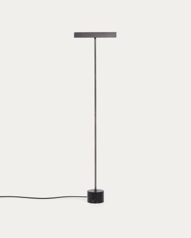 Lynor brushed steel floor lamp with black marble base
