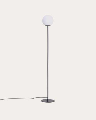 Brisia metal floor lamp with black finish and 1 frosted glass ball Ø20 cm