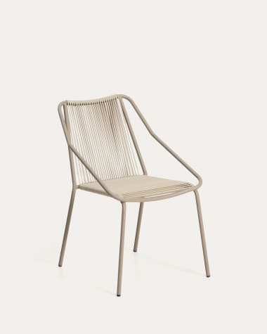 Zivia outdoor chair in ecru rope cord and taupe galvanised steel