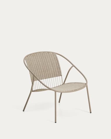 Atrani armchair in galvanized steel and taupe rope