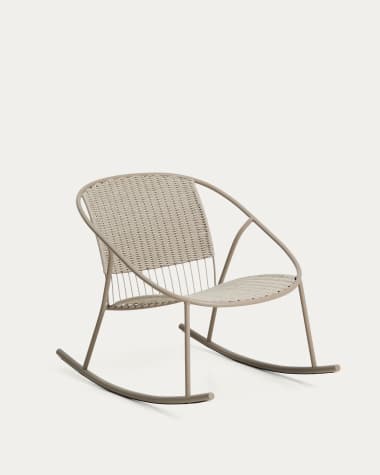 Atrani rocking chair in galvanized steel and taupe rope