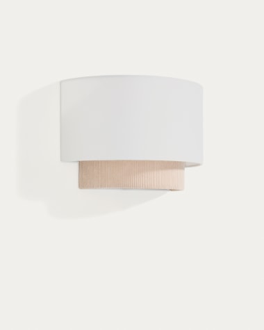 Bianella cotton and beige corduroy wall light Ø 40cm UK adaptor