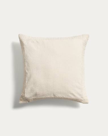 Luadia cotton cushion cover with ecru pleated detail 50 x 50cm