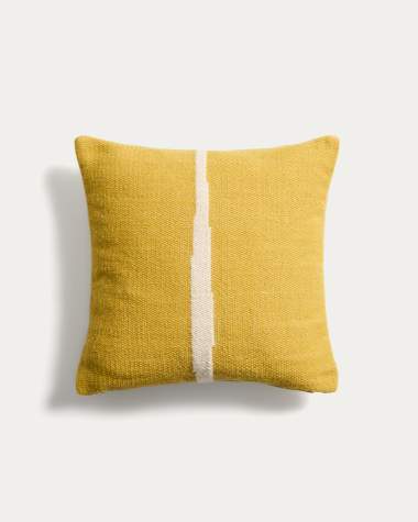 Daila yellow 100% PET cushion cover with Ikat graphic 50 x 50cm
