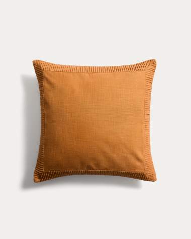 Luadia cotton cushion cover with orange pleated detail 50 x 50cm