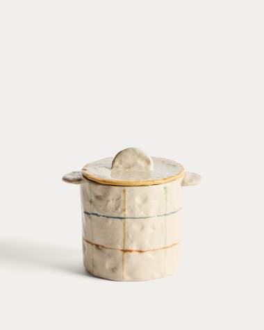 Belor ceramic pot with multicoloured lines 13.5cm