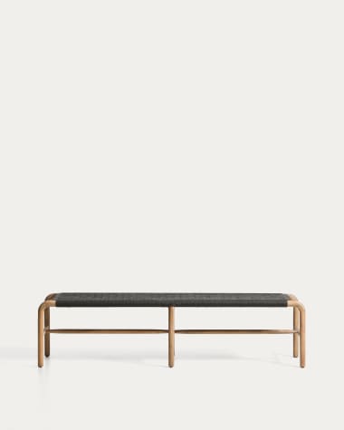 Alipa bench in FSC 100% solid acacia wood and dark grey rope cord 200 cm