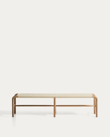 Alipa bench in FSC 100% solid acacia wood and ecru rope cord 200 cm