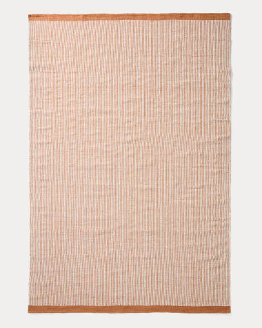 Teppich Tinei aus 100 % PET mit orangefarbenen Streifen, 200 x 300 cm