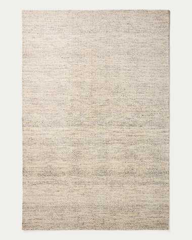 Tapis Lenuo en laine et coton jacquard écru 200 x 300 cm