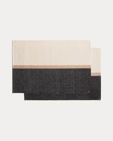 Set Tari di 2 tovagliette 100% cotone nero 35 x 50 cm