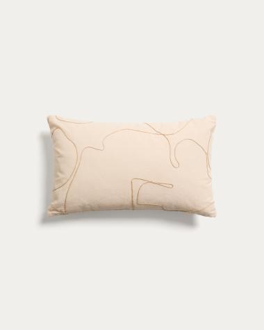 Dibel ecru cotton cushion cover with beige embroidery detail 30 x 50cm