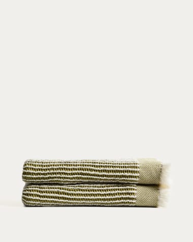 Lideba green striped cotton blanket 100 x 170cm