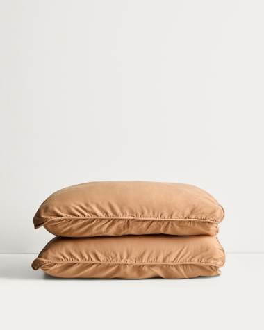 Sirale set of 2 100% cotton sateen pillowcases with washed orange finish 50 x 80 cm