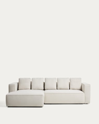 Marela beige chenille 3-seater sofa bed with left chaise longue 276cm FSC Mix Credit