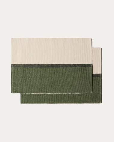 Tari set of 2 green 100% cotton placemats 35 x 50 cm