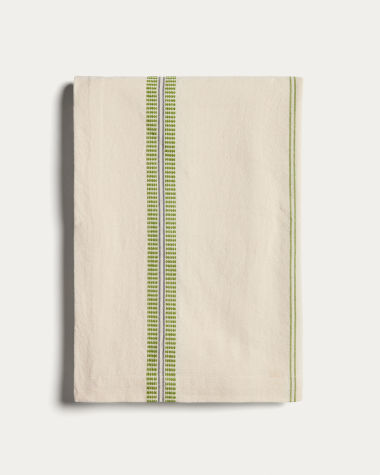 Todila green striped 100% cotton tablecloth 170 x 170cm