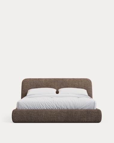 Martina bed with removable cover in brown bouclé fabric for 160 x 200cm mattress FSC Mix Credit