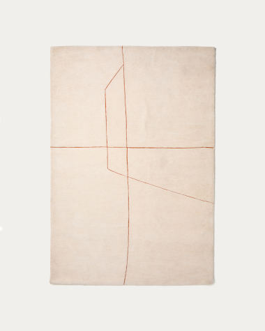 Teppich Delide aus Synthetikfasern in Ecru mit grafischem Muster in Orange, 160 x 230 cm