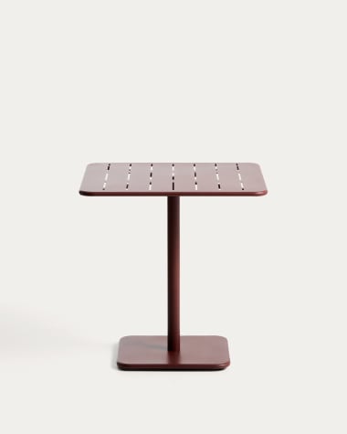 Brai outdoor table in burgundy galvanised steel 70 x 70cm