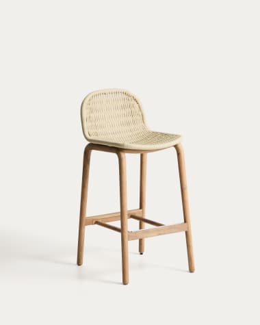 Alipa stool in FSC 100% solid acacia wood and ecru rope cord 75 cm