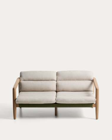 Menfi sofa in solid acacia wood and green rope cord 136cm