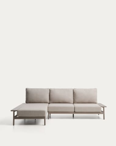 Vathi 3-seater aluminium sofa with left chaise longue in taupe 250 x 159 cm