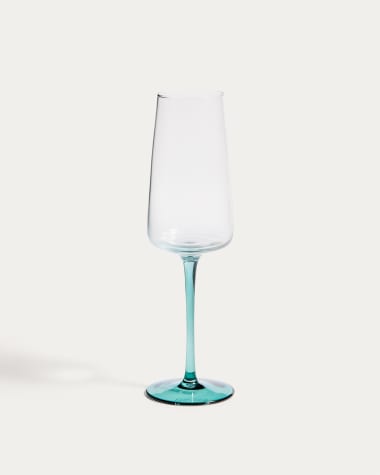 Copa de cava Irides de vidre blau i transparent 31,5 cl