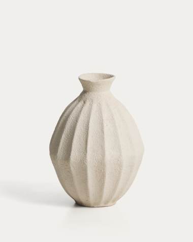 Arquena beige papier-mâché vase 46cm