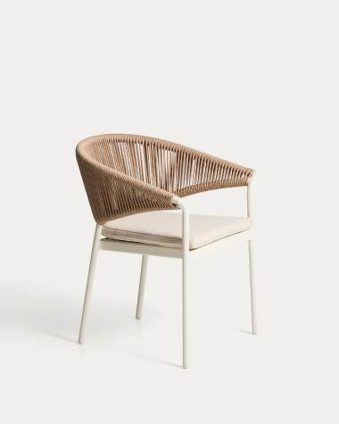 Zuara chair in ecru aluminium and brown synthetic rope cord