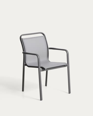 Luri stackable chair in graphite aluminium and grey texteline