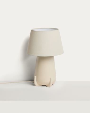 Odra table lamp in ecru ceramic with glossy finish