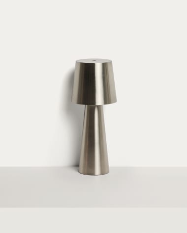 Arenys large table lamp in metal with a shiny silver finish