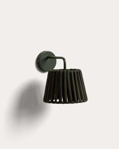Aldet green outdoor wall light in flat rope cord and metal
