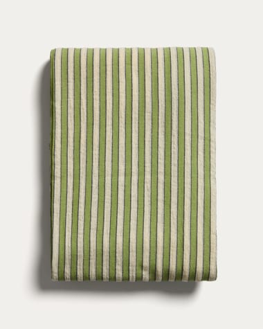 Ulena green striped 100% cotton tablecloth 170 x 250cm