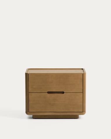 Arelida bedside table made of oak veneer and solid oak wood with light brown finish 65 x 50cm