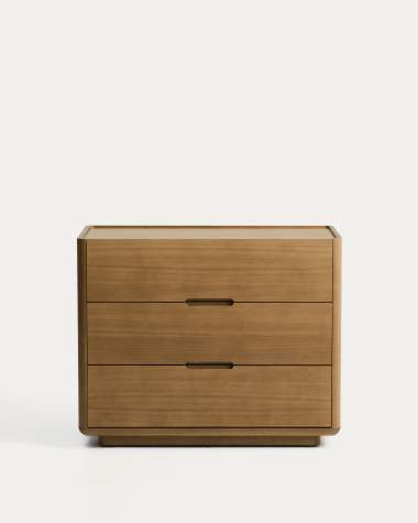 Arelida chest of drawers made of oak veneer and solid oak wood with light brown finish 100 x 80cm