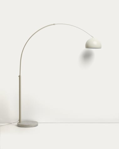 Madali floor lamp in steel with white finish and white marble with adaptor UK