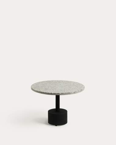 Delano grey terrazzo side table with steel legs in a black finish, Ø 55 cm