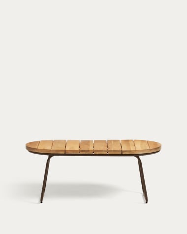 Tavolino esterni Salguer legno massello acacia acciaio marrone Ø 100 x 50cm FSC 100%