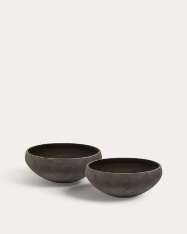 Set of 2 Nura terracotta cement-effect planters Ø55 cm