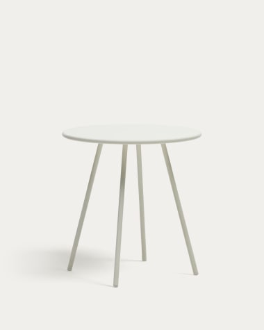 Montjoi round outdoor table in steel with a white finish, Ø 70 cm