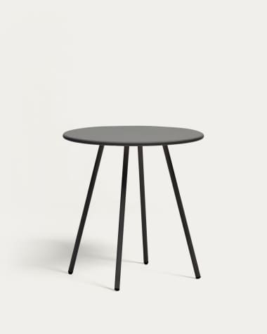 Montjoi round outdoor table in steel with a grey finish, Ø 70 cm