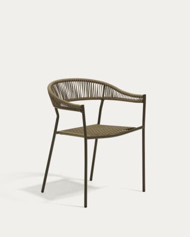 Futadera stackable outdoor chair in green synthetic cord and green painted steel