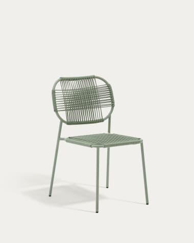 Talaier stackable outdoor chair made from synthetic cord and galvanised turquoise steel