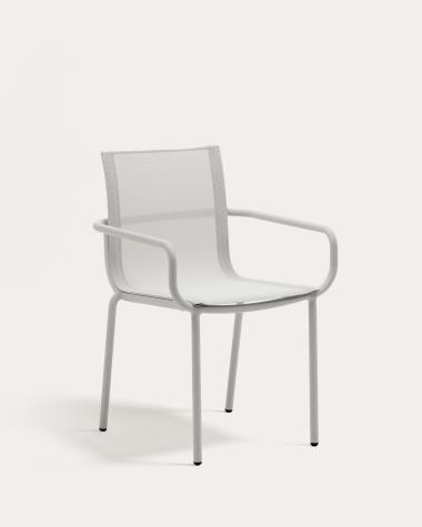 Galdana stackable outdoor chair made of aluminum with a light grey painted finish