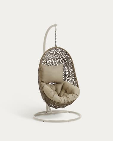 Hanging armchair with light grey Florina brown feet