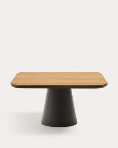 Tudons outdoor table in aluminium with a grey and teak finish, 148 x 148 cm FSC 100%